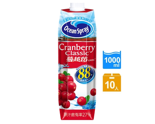 【優鮮沛】蔓越莓經典原味果汁1500ml(8入/1箱)